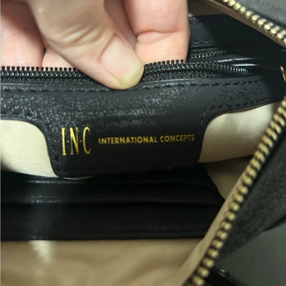 INC International Concepts Black Faux Suede Butterfly Wristlet Clutch Like New - Picture 6 of 8